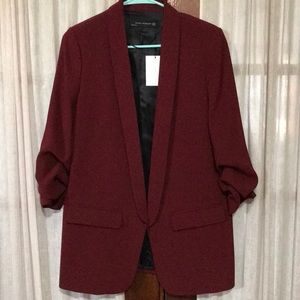 zara burgundy blazer